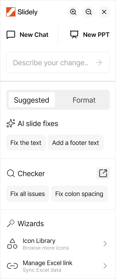 Slidely AI sidebar in PowerPoint