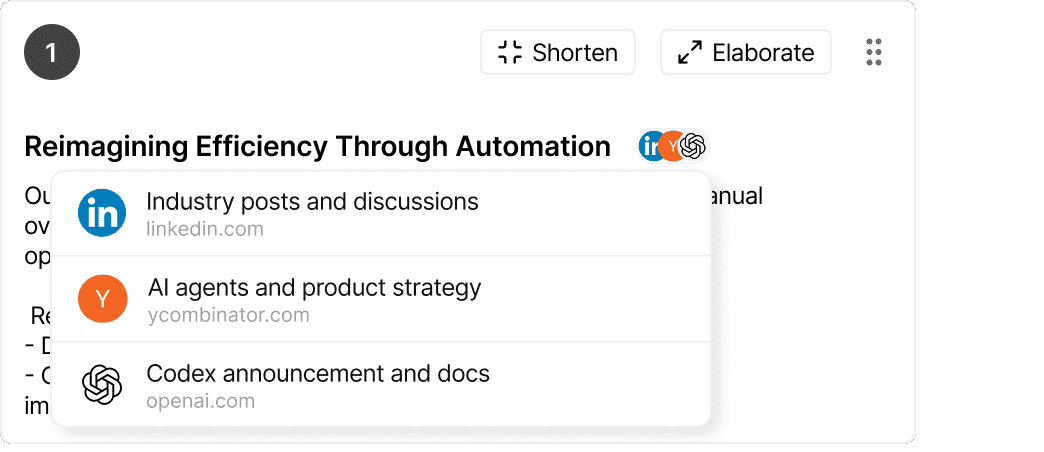 Enable web search to pull relevant supporting data